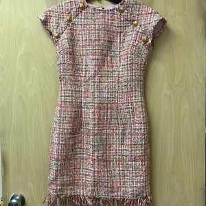 Pink and Gold Tweed Dress
